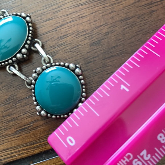 Bracelet Western Turquoise, silver tone, metal bracelet, t-bar clasp - Picture 9 of 9